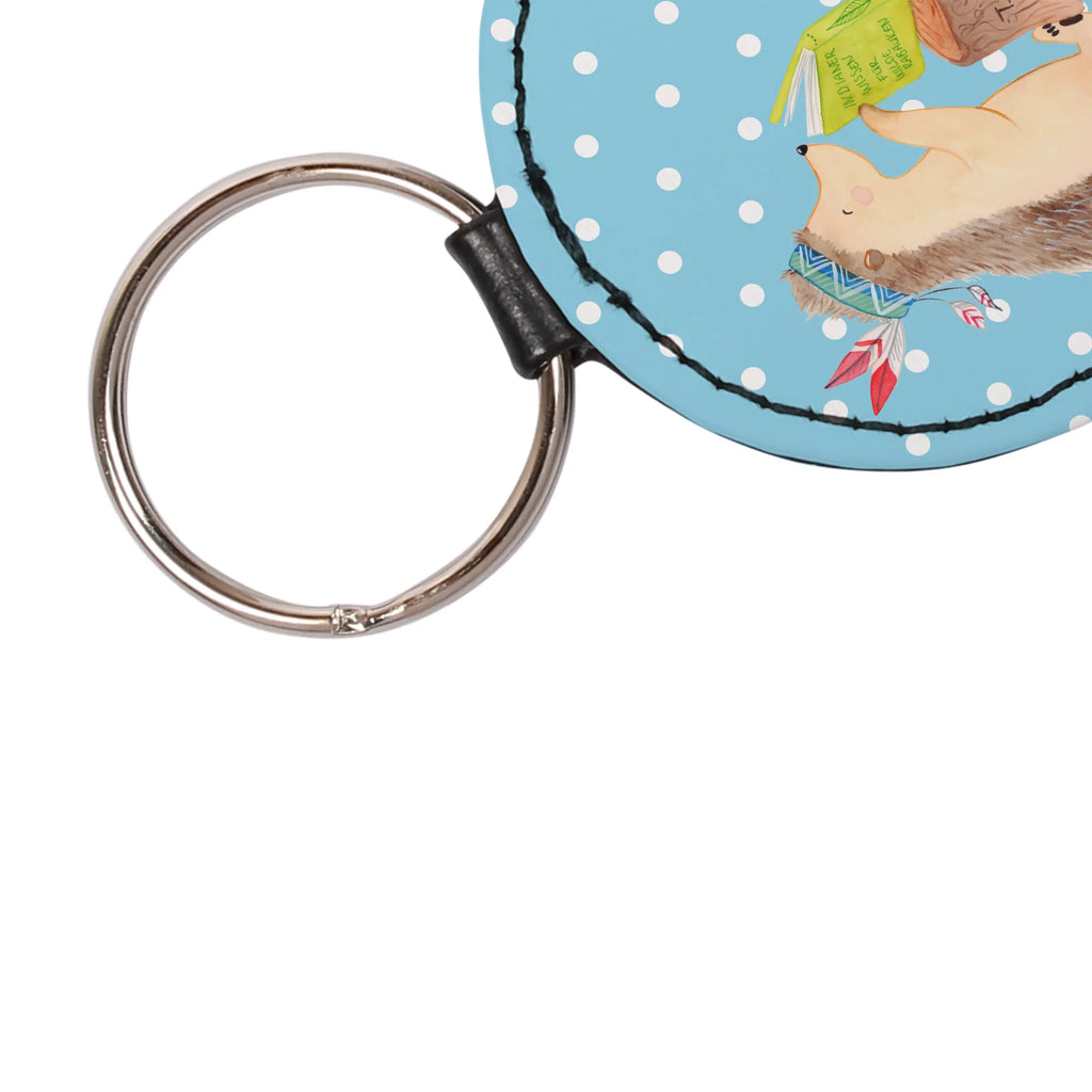 Rund Schlüsselanhänger Igel Indianer Schlüsselanhänger, mini schlüsselanhänger, schlüsselbund anhänger, Schlüsselaccessoire, Taschenanhänger, Tiere, Waldtiere, Lagerfeuer, Abenteuer, Igel, Indianer, Camping
