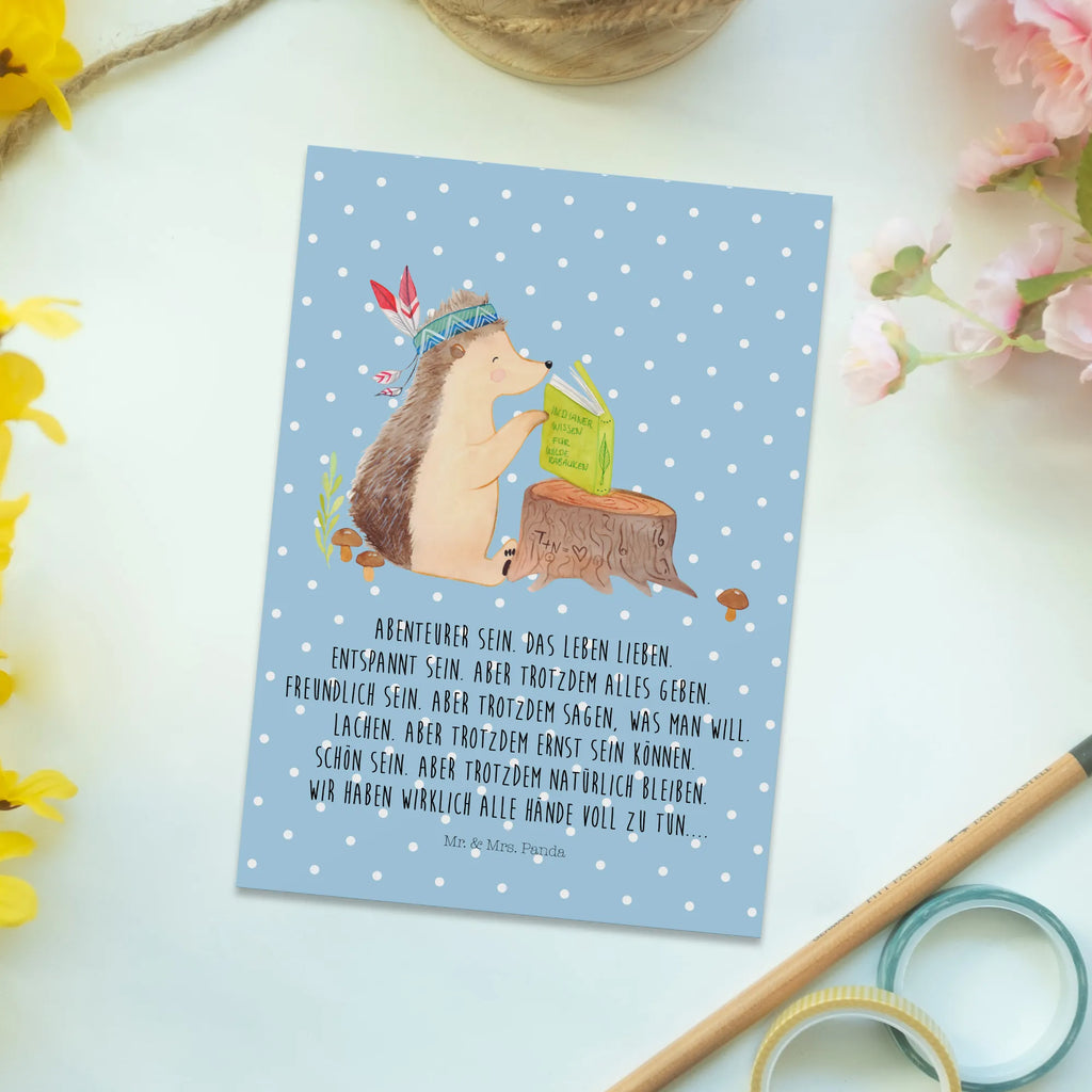 Postcard Hedgehog feather headdress Einladungskarte, Einladungskarten Geburtstag, Grußkarte, Einladung, Dankeskarte, Ansichtskarten, Karte, Ansichtskarte, Postkarte, Geburtstagskarte, Geschenkkarte, Einladung Geburtstag, Waldtiere, Tiere, Indianer, Abenteuer, Lagerfeuer, Igel, Camping