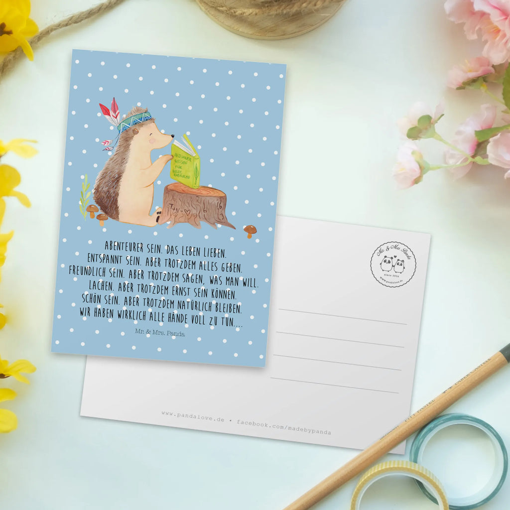 Postcard Hedgehog feather headdress Einladungskarte, Einladungskarten Geburtstag, Grußkarte, Einladung, Dankeskarte, Ansichtskarten, Karte, Ansichtskarte, Postkarte, Geburtstagskarte, Geschenkkarte, Einladung Geburtstag, Waldtiere, Tiere, Indianer, Abenteuer, Lagerfeuer, Igel, Camping