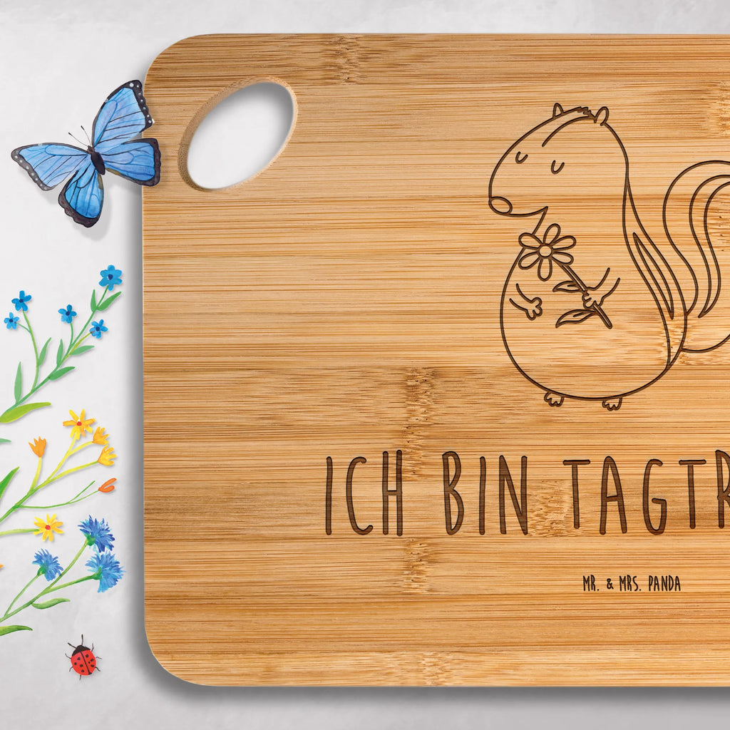 Bambus - deska do krojenia skunks kwiat Holzbrett, Küchenbrett, Servierbrett, Frühstücksbrett, Hackbrett, Holzbrettchen, Schneidebrett, Brett, Stinktier, Skunk, Raubtier, Wildtier, Träume, verträumt, Stinker, Stinki, Dreams, Tagträumer