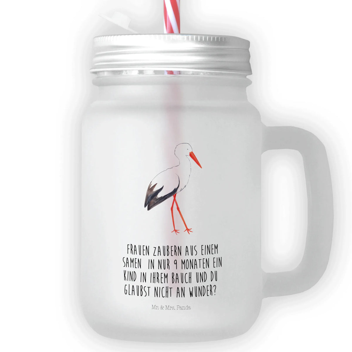 Trinkglas Mason Jar Storch