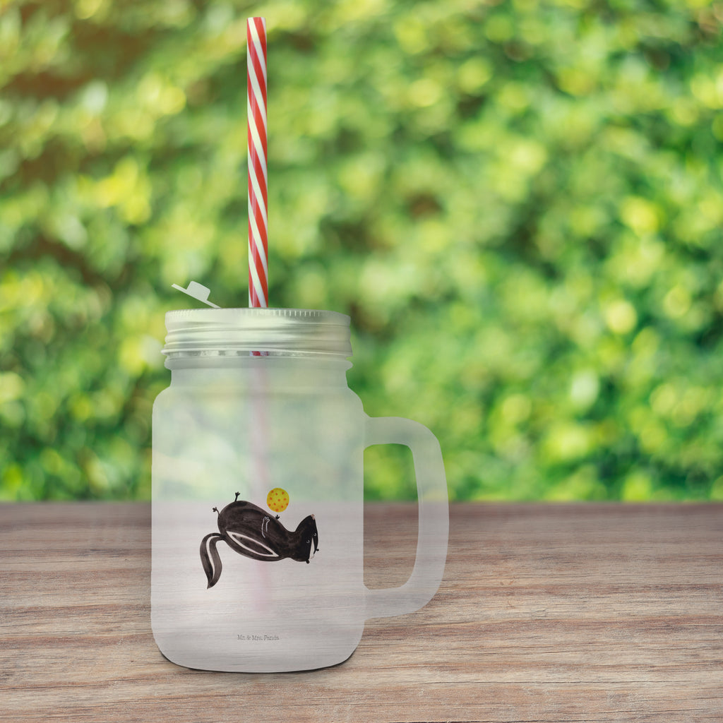Mason jar drinking glass skunk ball summer glass, preserving glass, drinking glass, Mason Jar, glass, cocktail glass, handle glass, Skunk, wild animal, stinky, predator, playful, wisdom, skunk, stinker