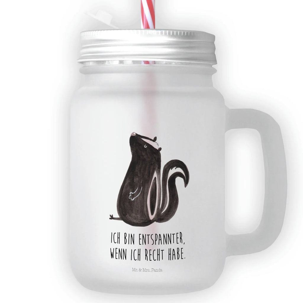Mason jar drinking glass skunk Sit handle glass, glass, cocktail glass, summer glass, drinking glass, Mason Jar, preserving glass, Skunk, skunk, law, slogan, know-it-all, predator, wild animal, stinker, stinky, office
