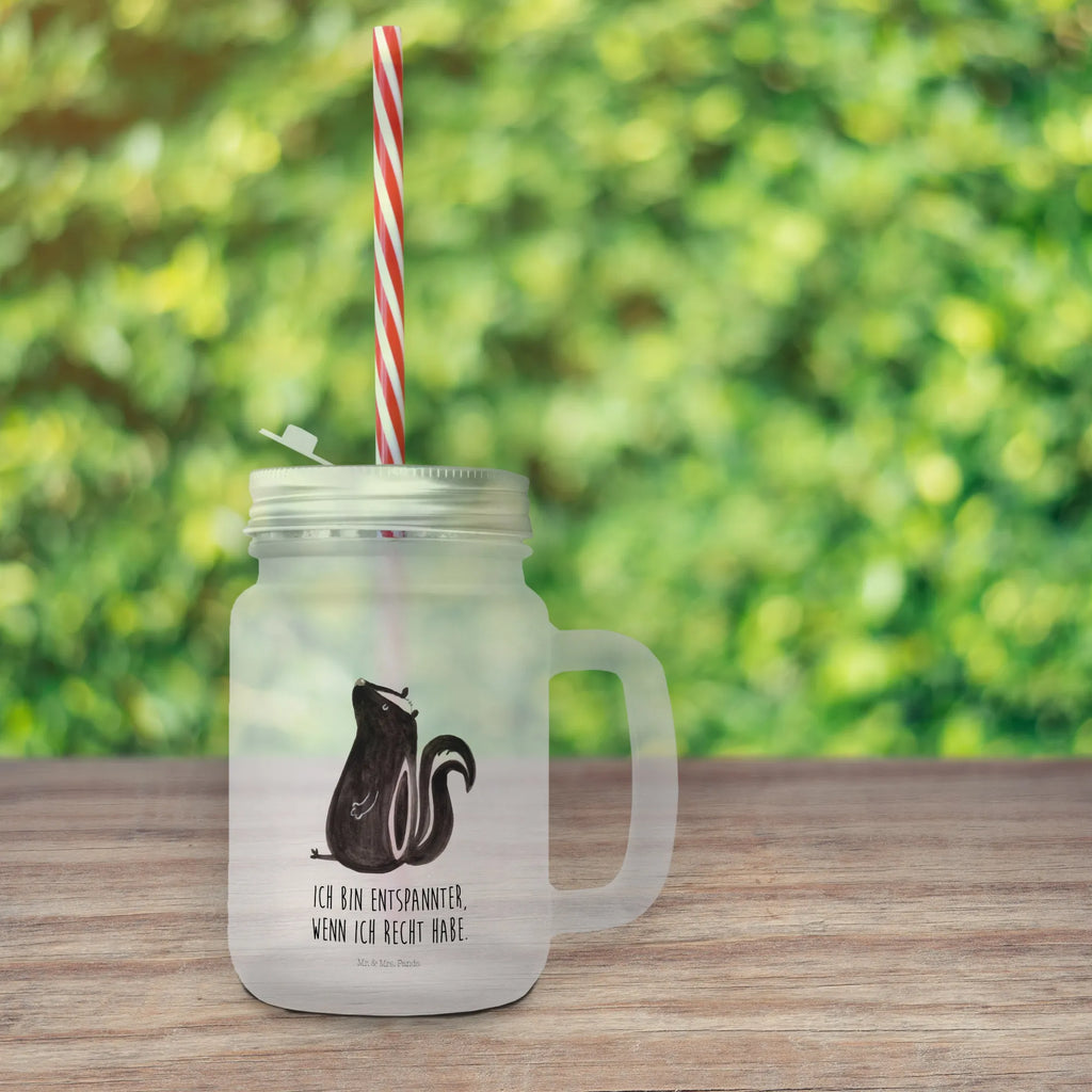 Mason jar drinking glass skunk Sit handle glass, glass, cocktail glass, summer glass, drinking glass, Mason Jar, preserving glass, Skunk, skunk, law, slogan, know-it-all, predator, wild animal, stinker, stinky, office