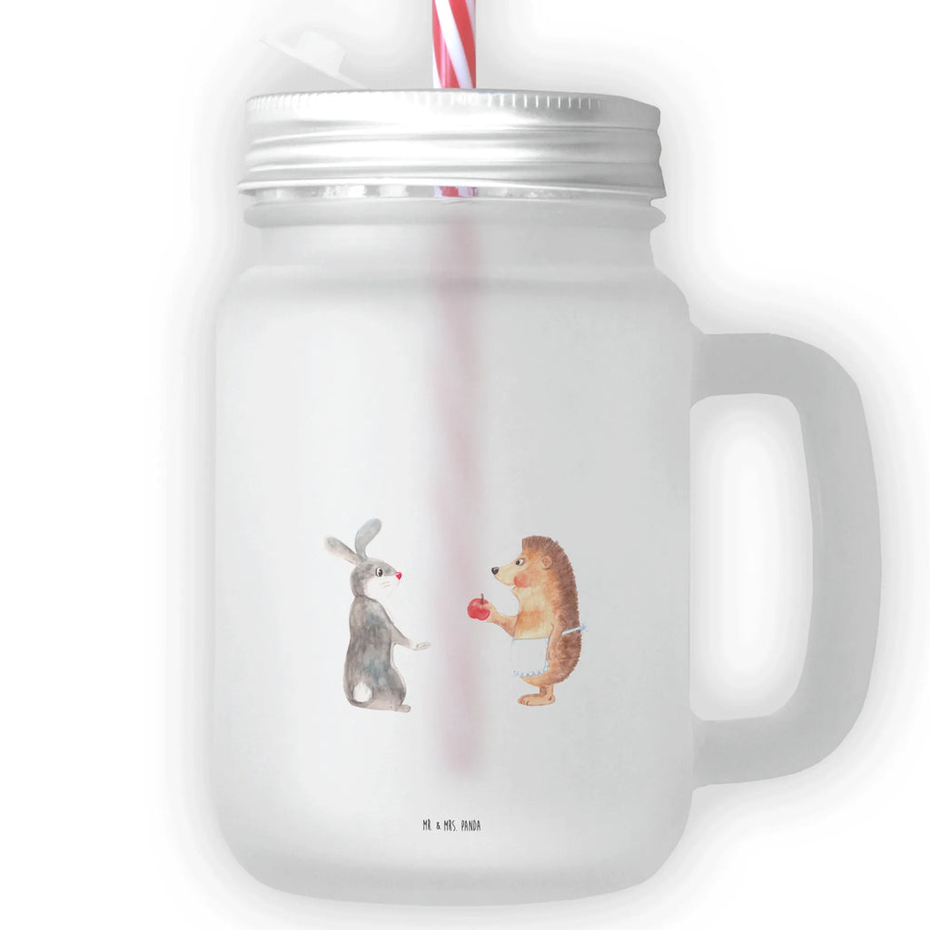 Mason jar drinking glass Hare Hedgehog preserving glass, drinking glass, glass, cocktail glass, handle glass, summer glass, Mason Jar, small animals, cute, funny, cute animal motives, hand drawn, small world, funny sayings, good mood, happy, gifts, gift ideas, special gifts, animal lover, card, Hedgehog, pain of separation, lovesickness gift, love saying, hare, romantic saying, heartache, consolation, Hedgehog and hare