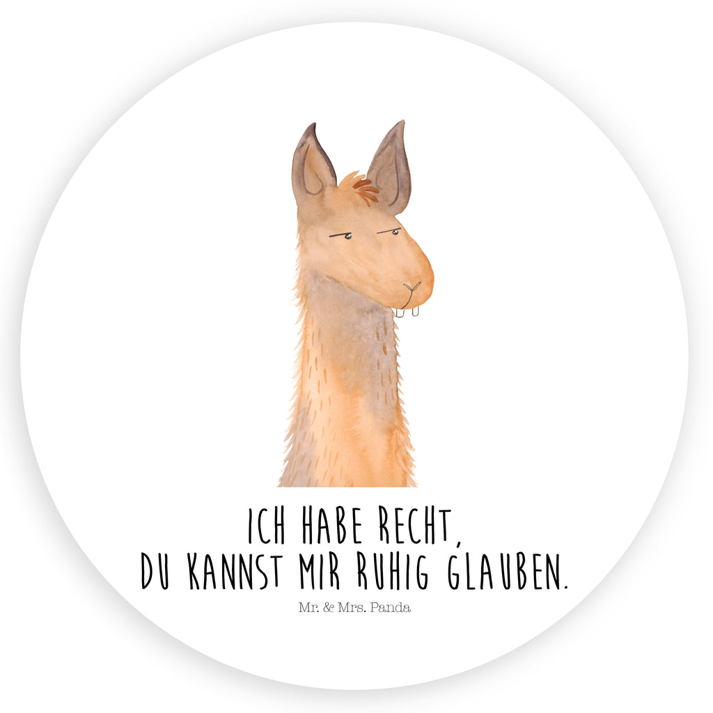 Round sticker llama head Annoyed Sticker, Aufkleber, Etikett, Lama, Alpaka, Lamas, Recht haben, genervt sein, Freundin, beste Freundin, Partnerin, Büro, Büroalltag, Chef, Chefin, Azubi
