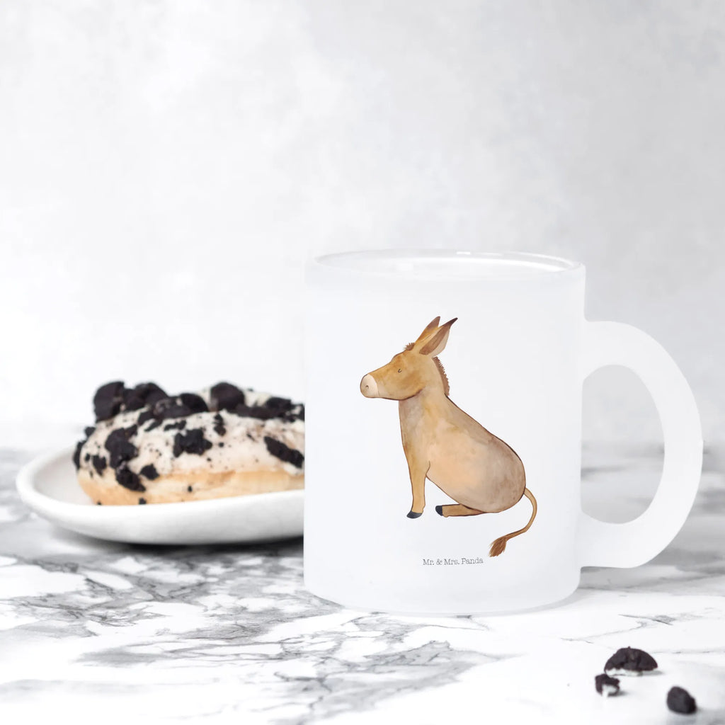 Glass tea cup Donkey Tea cup, glass, tea, tea glass, mug, small animals, cute, funny, cute animal motives, hand drawn, small world, funny sayings, good mood, happy, gifts, gift ideas, special gifts, animal lover, card, Donkey, wisdom, aim in life, courage, goal, courage to face life, happiness in life