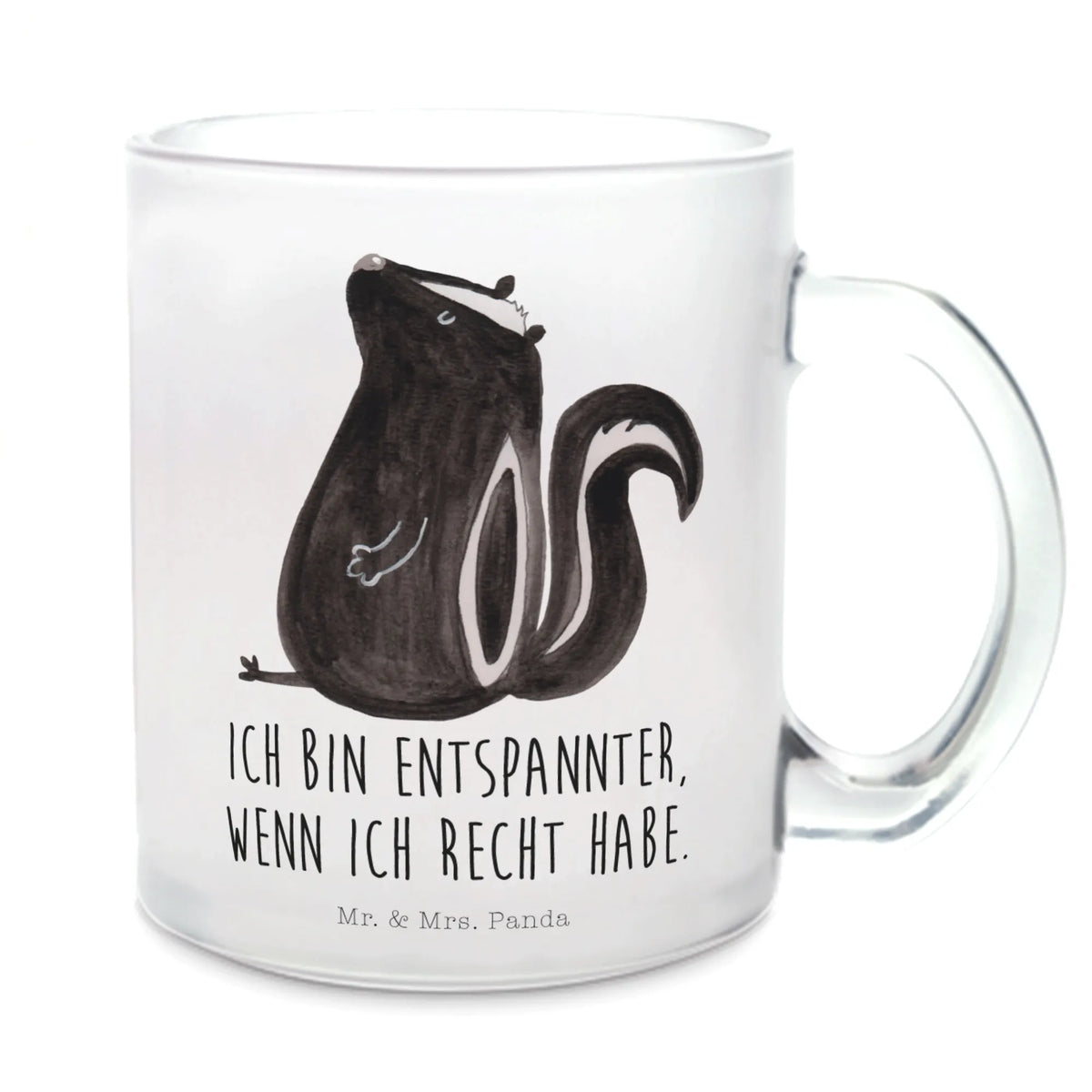 Glass tea cup skunk Sit Teetasse, Glasbecher, Haferl, Häferl, getränkeglas, getränkebecher, Tee Tasse, Motivtasse, Henkeltasse, Trinkglas, Henkelbecher, Teetasse aus Glas, Teetasse Glas, glastasse, Teeglas, Pott, Kakaotasse, Glas Teebecher, Stinktier, Skunk, Recht, Spruch, Besserwisser, Stinker, Raubtier, Stinki, Büro, Wildtier