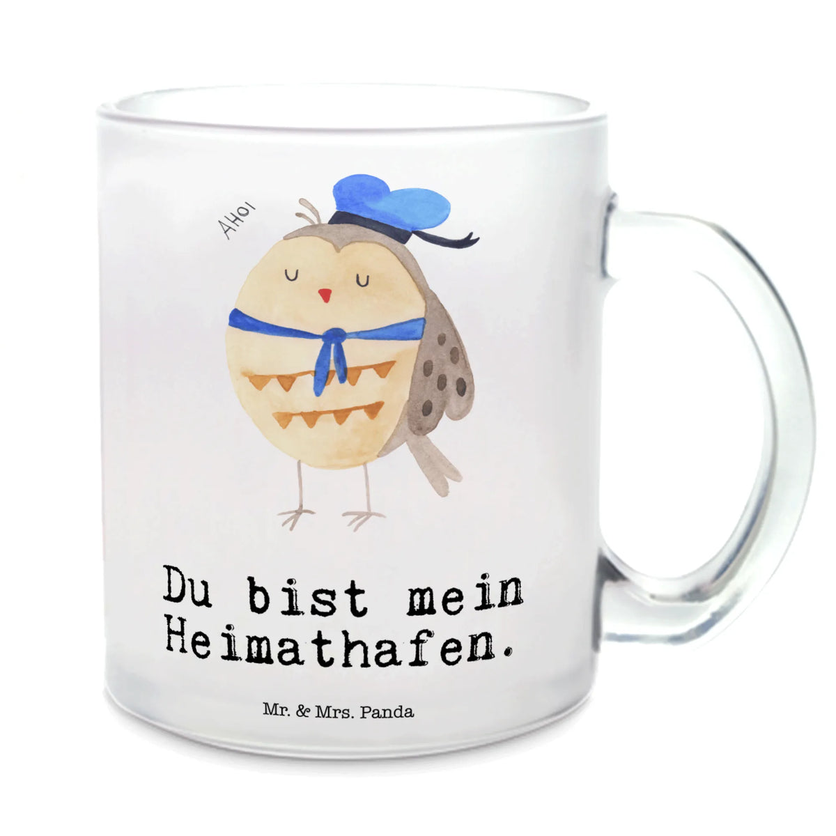 Teetasse Eule Matrose Teetasse Glas, Haferl, Glasbecher, getränkebecher, Henkelbecher, glastasse, Henkeltasse, Glas Teebecher, Häferl, getränkeglas, Kakaotasse, Pott, Teeglas, Teetasse, Motivtasse, Teetasse aus Glas, Trinkglas, Tee Tasse, Eule, Heimathafen, Seefahrer, Eule Deko, Freundin, Matrose, Ehe, Eule Spruch, Wortspiel Lustig, Hochzeitstag Geschenk, Owl