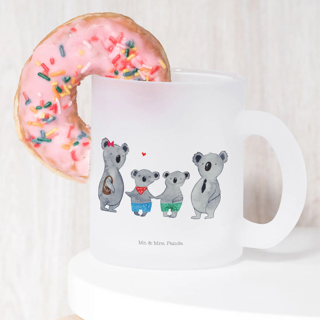 Glass tea cup Koala family with two kids glass, mug, tea glass, Tea cup, tea, Family, Father's Day, Mother's Day, brother, sister, Mom, Dad, best family, koala bear, koala family, family life, family time, family, koala, favourite family