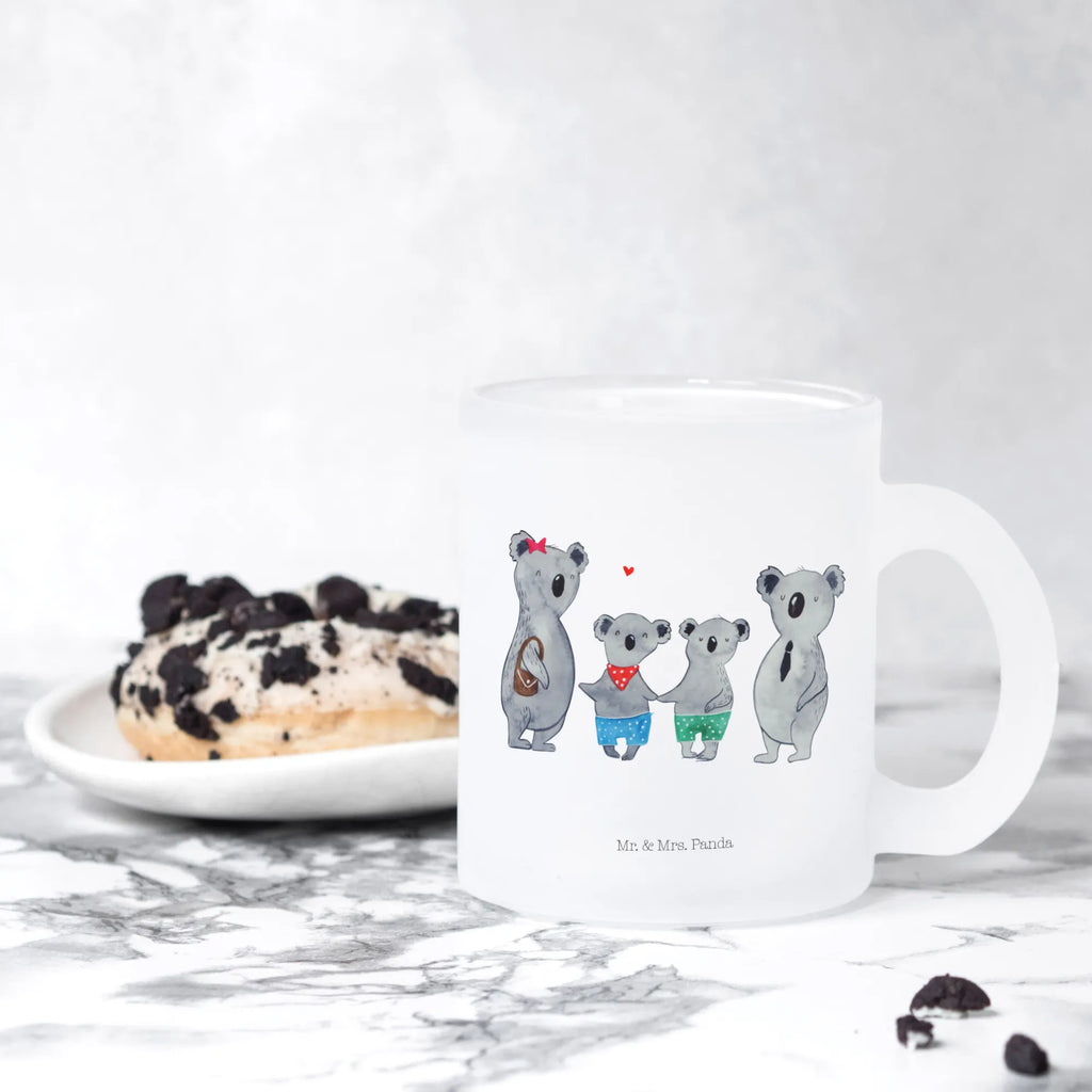 Glass tea cup Koala family with two kids glass, mug, tea glass, Tea cup, tea, Family, Father's Day, Mother's Day, brother, sister, Mom, Dad, best family, koala bear, koala family, family life, family time, family, koala, favourite family