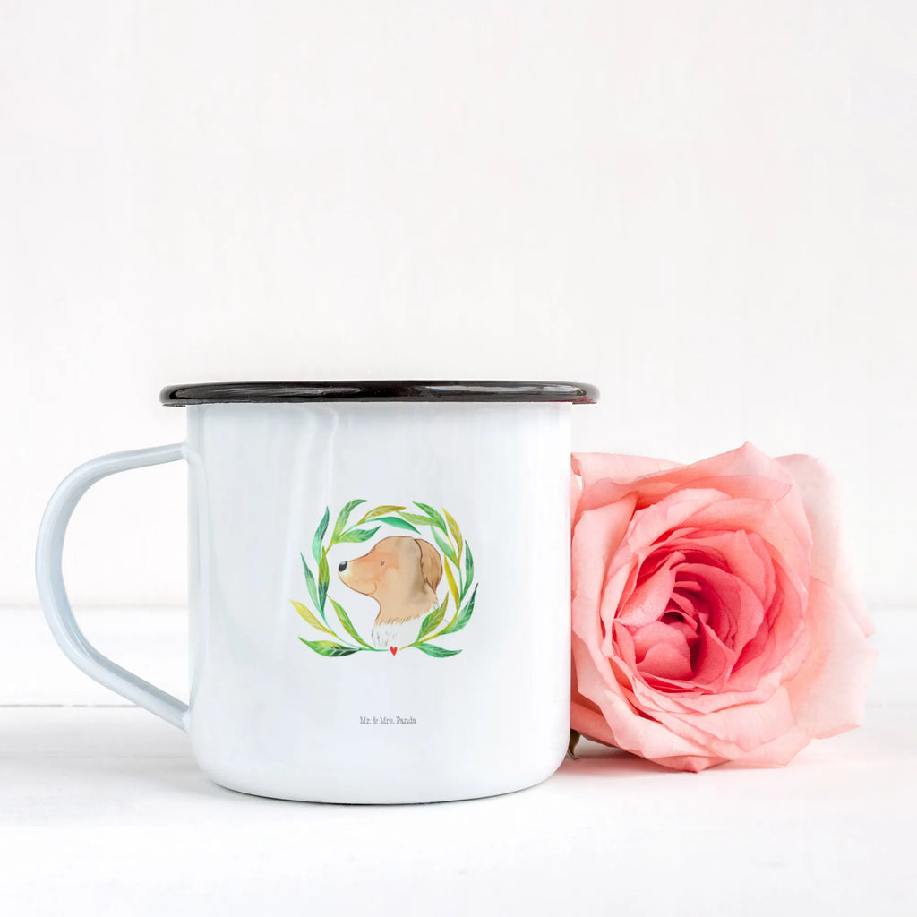 XL emaliowany kubek pies kwiaty Pies, motyw psa, zwierzę domowe, rasa psa, miłośnik zwierząt, właściciel psa, powiedzenia