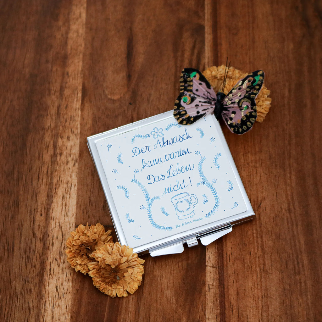 Kwadratowe lusterko do torebki Zmywanie naczyń może poczekać Dekoracje kwiatowe, dekoracje wiosenne, dekoracje letnie, dekoracja, pozytywna wiadomość, miłośnik natury, na zewnątrz, natura, przygoda