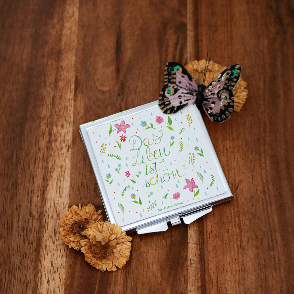 Handbag mirror Flower Life mirror, silver, make up, make-up mirror, square, handbag, Nature, joy of life, love, Flowers, Life is beautiful, Motivation saying, Being happy, Saying about life