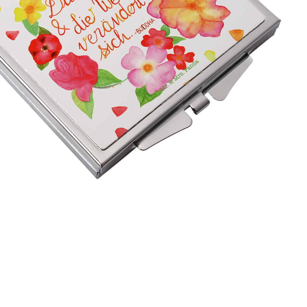 Kwadratowe lusterko do torebki Uśmiechasz się Dekoracje kwiatowe, dekoracje wiosenne, dekoracje letnie, dekoracja, pozytywna wiadomość, miłośnik natury, na zewnątrz, natura, przygoda