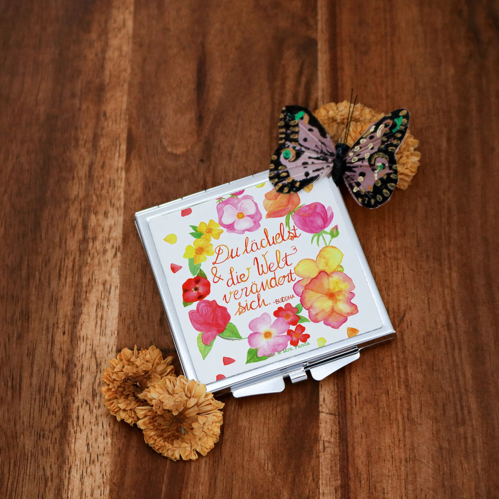 Kwadratowe lusterko do torebki Uśmiechasz się Dekoracje kwiatowe, dekoracje wiosenne, dekoracje letnie, dekoracja, pozytywna wiadomość, miłośnik natury, na zewnątrz, natura, przygoda