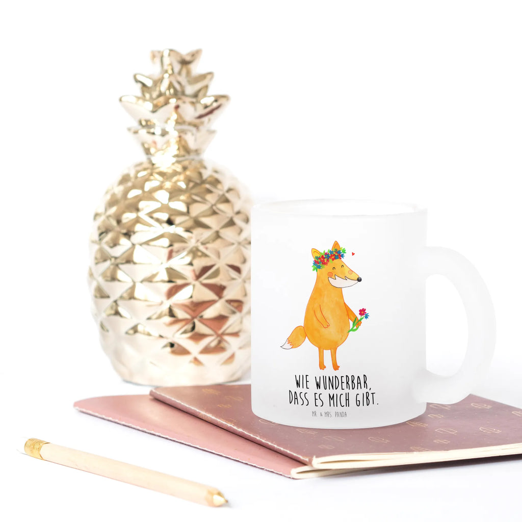 Glass tea cup Fox Flower tea glass, tea, Tea cup, glass, mug, fox, foxes, forest wildlife, clever as a fox, animal lover, joy, girlfriends, flowers, flower, proof of love, self-love, fox girl, me, motivation, love, girlfriend, flower girl
