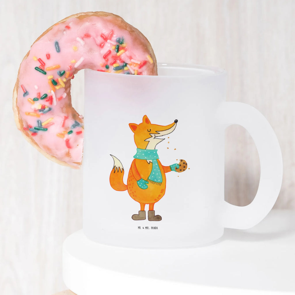 Glass tea cup Fox biscuit glass, tea, tea glass, mug, Tea cup, fox, foxes, forest wildlife, clever as a fox, animal lover, cookies, christmas time, baking saying, christmas present, kitchen decoration, love, winter