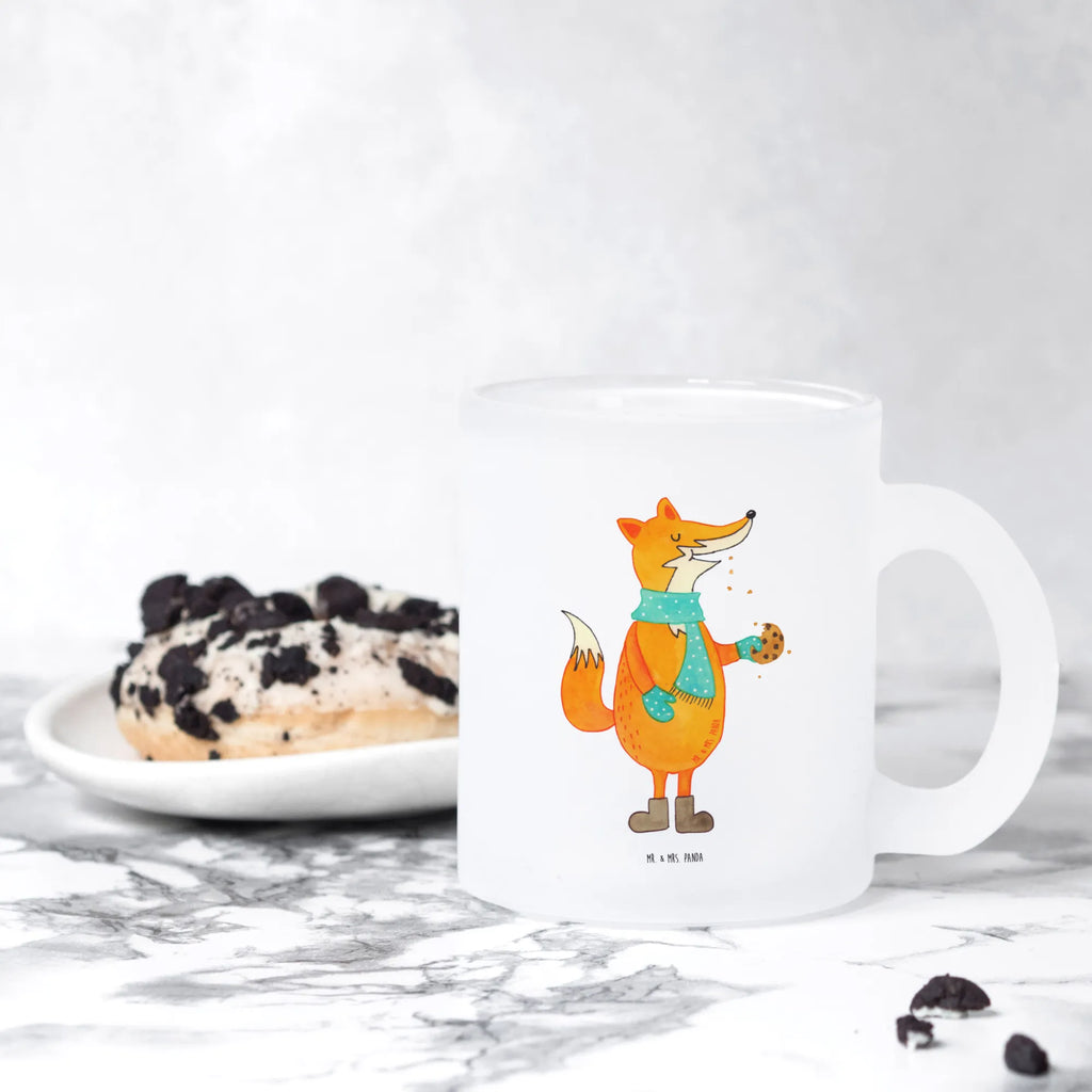 Glass tea cup Fox biscuit glass, tea, tea glass, mug, Tea cup, fox, foxes, forest wildlife, clever as a fox, animal lover, cookies, christmas time, baking saying, christmas present, kitchen decoration, love, winter
