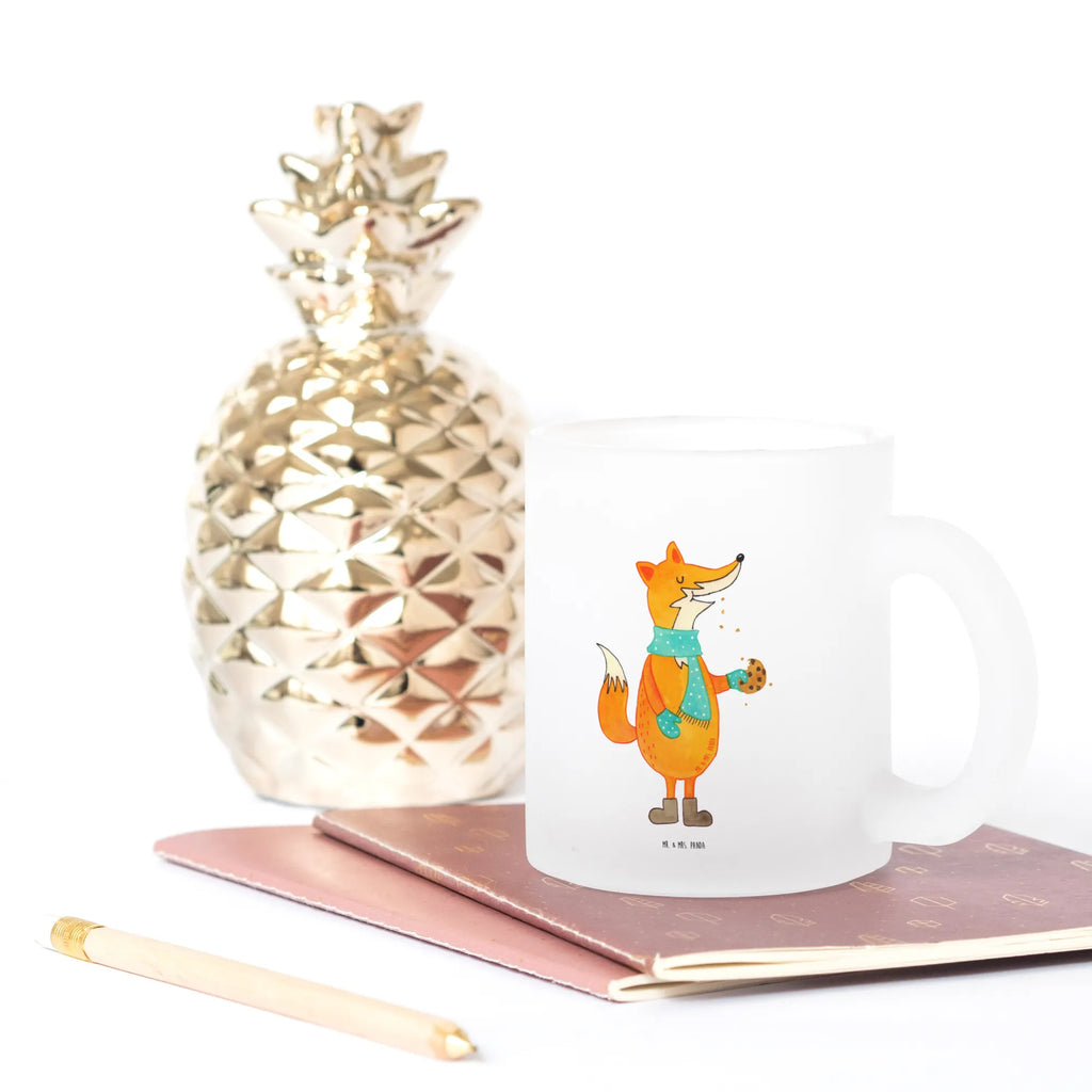 Glass tea cup Fox biscuit glass, tea, tea glass, mug, Tea cup, fox, foxes, forest wildlife, clever as a fox, animal lover, cookies, christmas time, baking saying, christmas present, kitchen decoration, love, winter