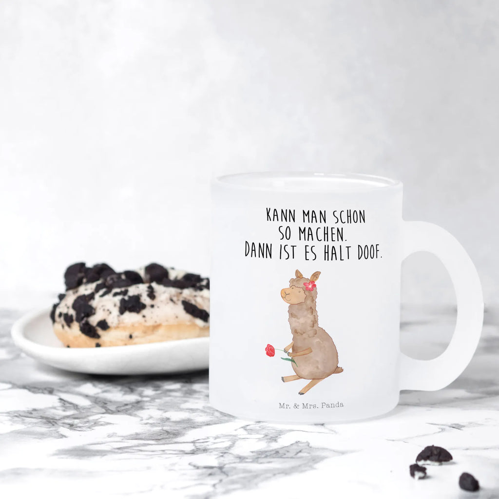 Glass tea cup alpaca flower glass, mug, tea glass, tea, Tea cup, alpaca, llama, pako, camel, Peru, animal, favourite animal, flower, llamas, Alpaca