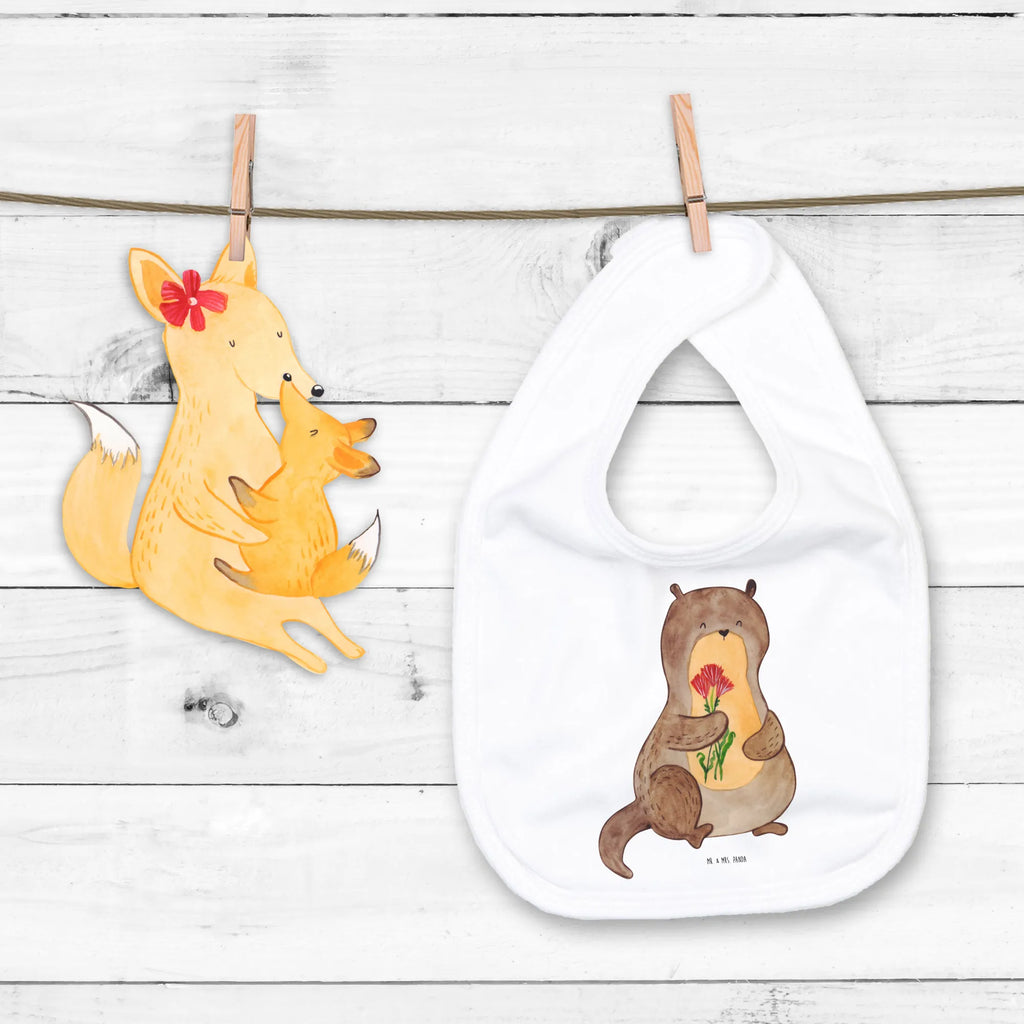 Bib otter Bunch of flowers baby party, baby shower, drool bib, spit cloth, baby bib, toddler, otter, marten, sea otter, European otter, water mammal, aquatic animal, baby otter, predator, water, otter gifts, animal lover, gift ideas for animal lovers, animal, mammal, water animal, gifts for people in love, Otter Sea Otter Lake Otter