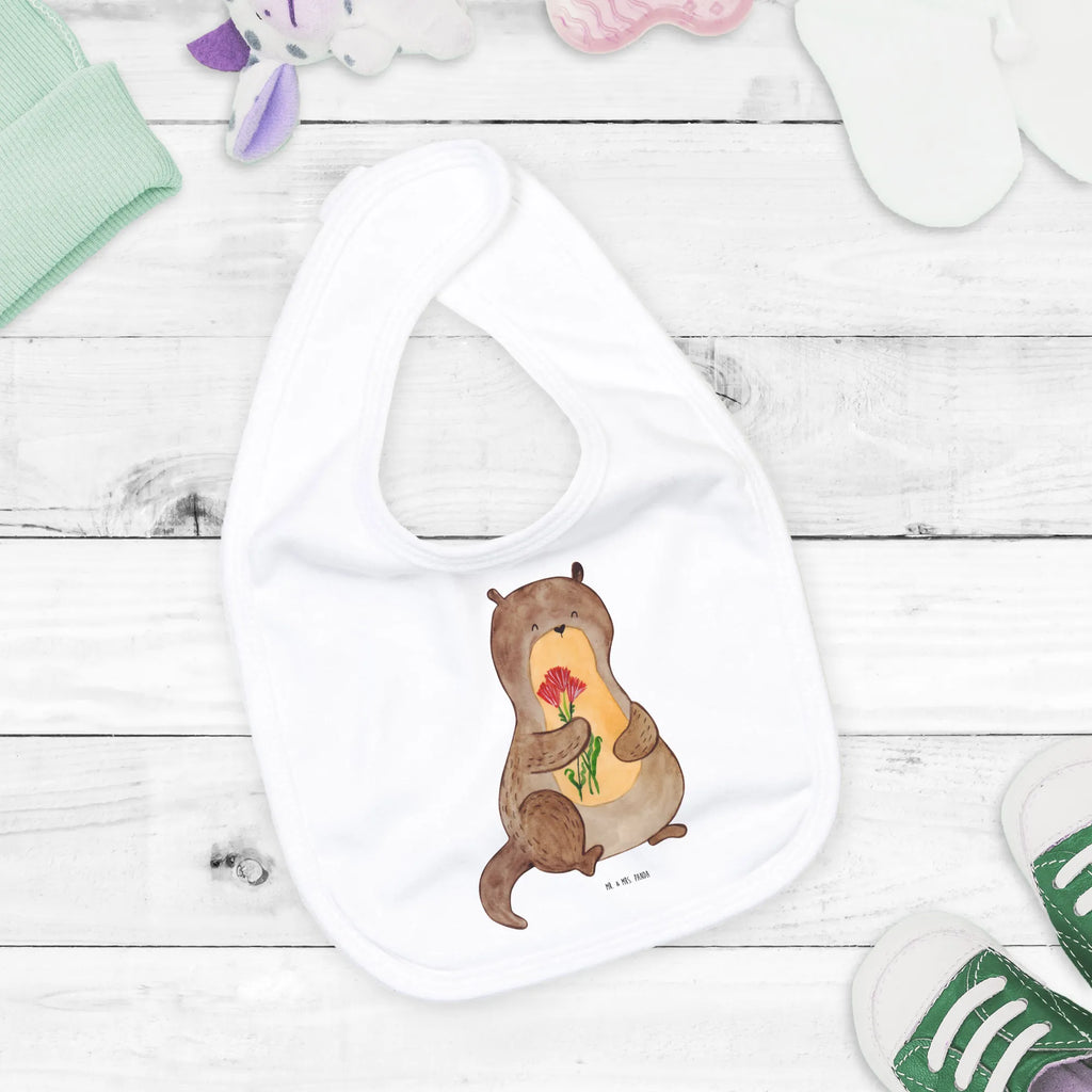 Bib otter Bunch of flowers baby party, baby shower, drool bib, spit cloth, baby bib, toddler, otter, marten, sea otter, European otter, water mammal, aquatic animal, baby otter, predator, water, otter gifts, animal lover, gift ideas for animal lovers, animal, mammal, water animal, gifts for people in love, Otter Sea Otter Lake Otter