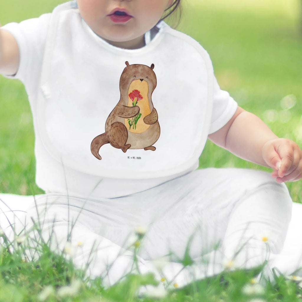 Bib otter Bunch of flowers baby party, baby shower, drool bib, spit cloth, baby bib, toddler, otter, marten, sea otter, European otter, water mammal, aquatic animal, baby otter, predator, water, otter gifts, animal lover, gift ideas for animal lovers, animal, mammal, water animal, gifts for people in love, Otter Sea Otter Lake Otter