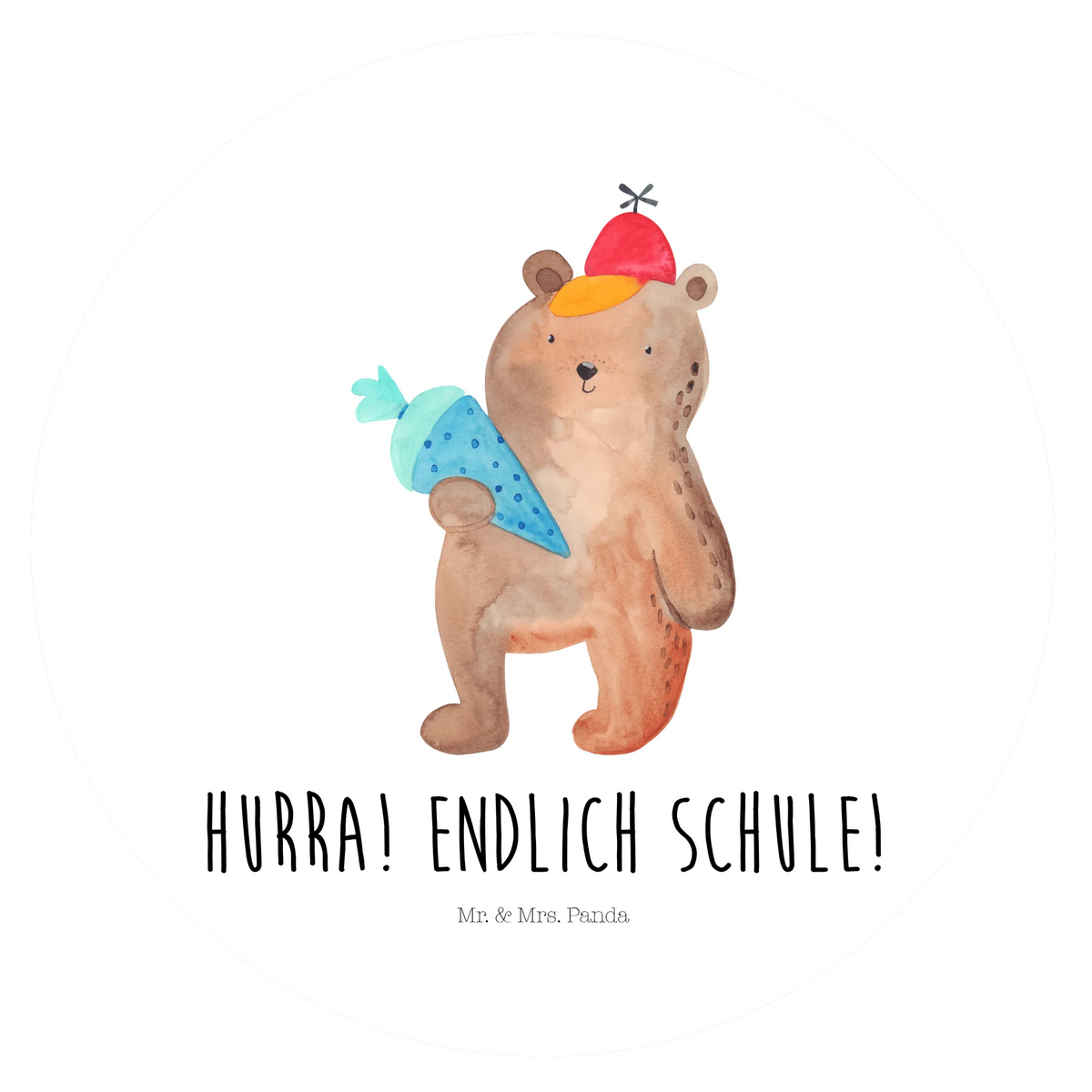 Round sticker bear School cone