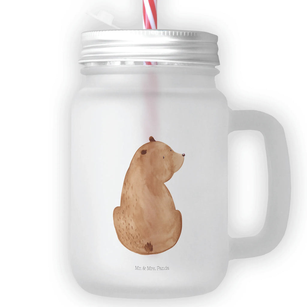 Mason jar drinking glass bear shoulder look glass, handle glass, cocktail glass, summer glass, Mason Jar, preserving glass, drinking glass, bear, teddy, teddy bear, cuddly toy, self-esteem, motivation, wisdom, bears, bear love, world view