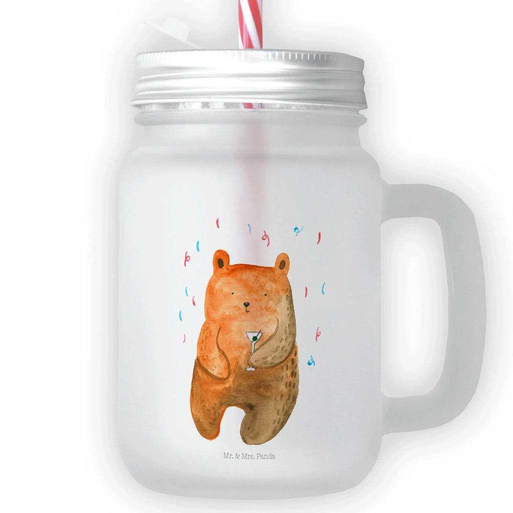 Mason jar drinking glass bear party handle glass, glass, preserving glass, drinking glass, Mason Jar, summer glass, cocktail glass, bear, teddy, teddy bear, cuddly toy, Celebrate, Present, Birthday, Partying, Good mood, Party, Birthday present, Bring a present, Funny