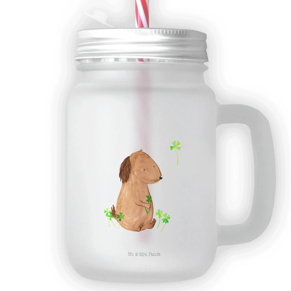 Szklanka Mason Jar pies koniczyna Pies, motyw psa, zwierzę domowe, rasa psa, miłośnik zwierząt, właściciel psa, powiedzenia