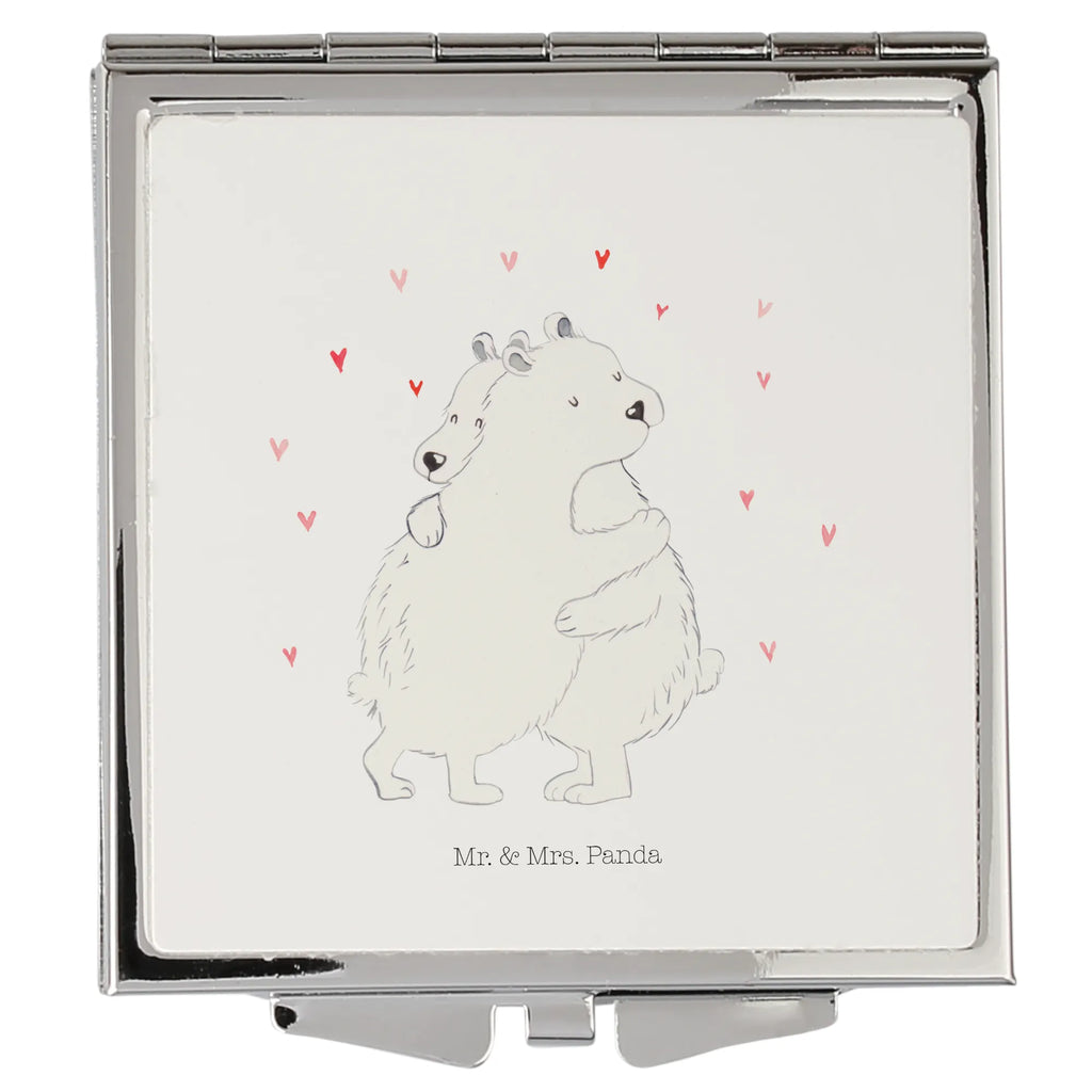 Handbag mirror Icebear Embrace make up, make-up mirror, silver, handbag, mirror, square, small animals, cute, funny, cute animal motives, hand drawn, small world, funny sayings, good mood, happy, gifts, gift ideas, special gifts, animal lover, card