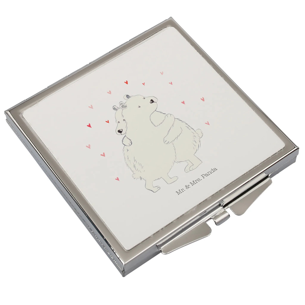 Handbag mirror Icebear Embrace make up, make-up mirror, silver, handbag, mirror, square, small animals, cute, funny, cute animal motives, hand drawn, small world, funny sayings, good mood, happy, gifts, gift ideas, special gifts, animal lover, card