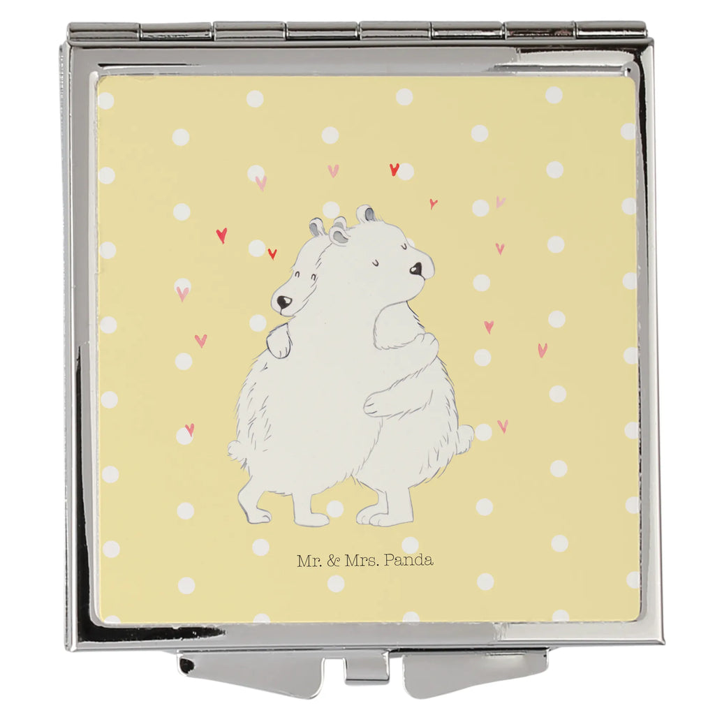 Handbag mirror Icebear Embrace make up, make-up mirror, silver, handbag, mirror, square, small animals, cute, funny, cute animal motives, hand drawn, small world, funny sayings, good mood, happy, gifts, gift ideas, special gifts, animal lover, card
