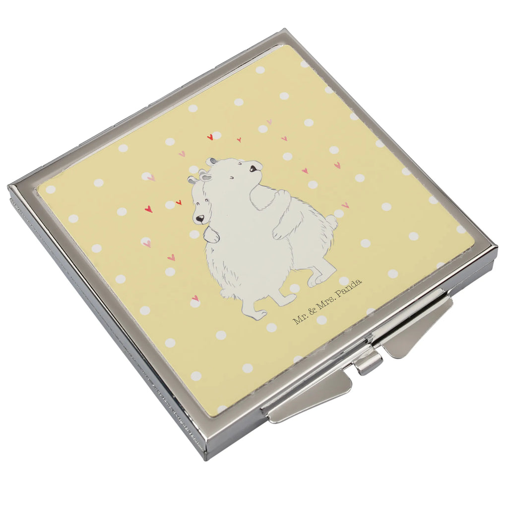 Handbag mirror Icebear Embrace make up, make-up mirror, silver, handbag, mirror, square, small animals, cute, funny, cute animal motives, hand drawn, small world, funny sayings, good mood, happy, gifts, gift ideas, special gifts, animal lover, card