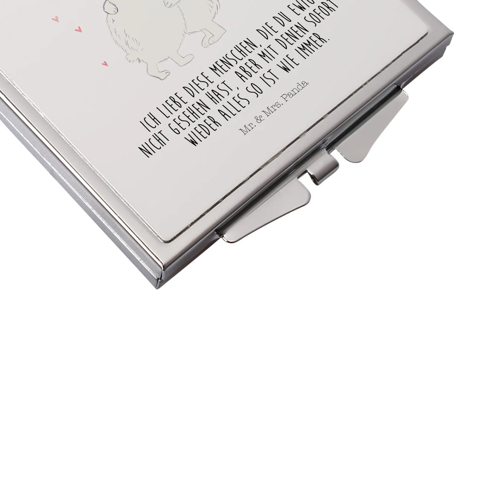 Handbag mirror Icebear Embrace make up, make-up mirror, silver, handbag, mirror, square, small animals, cute, funny, cute animal motives, hand drawn, small world, funny sayings, good mood, happy, gifts, gift ideas, special gifts, animal lover, card