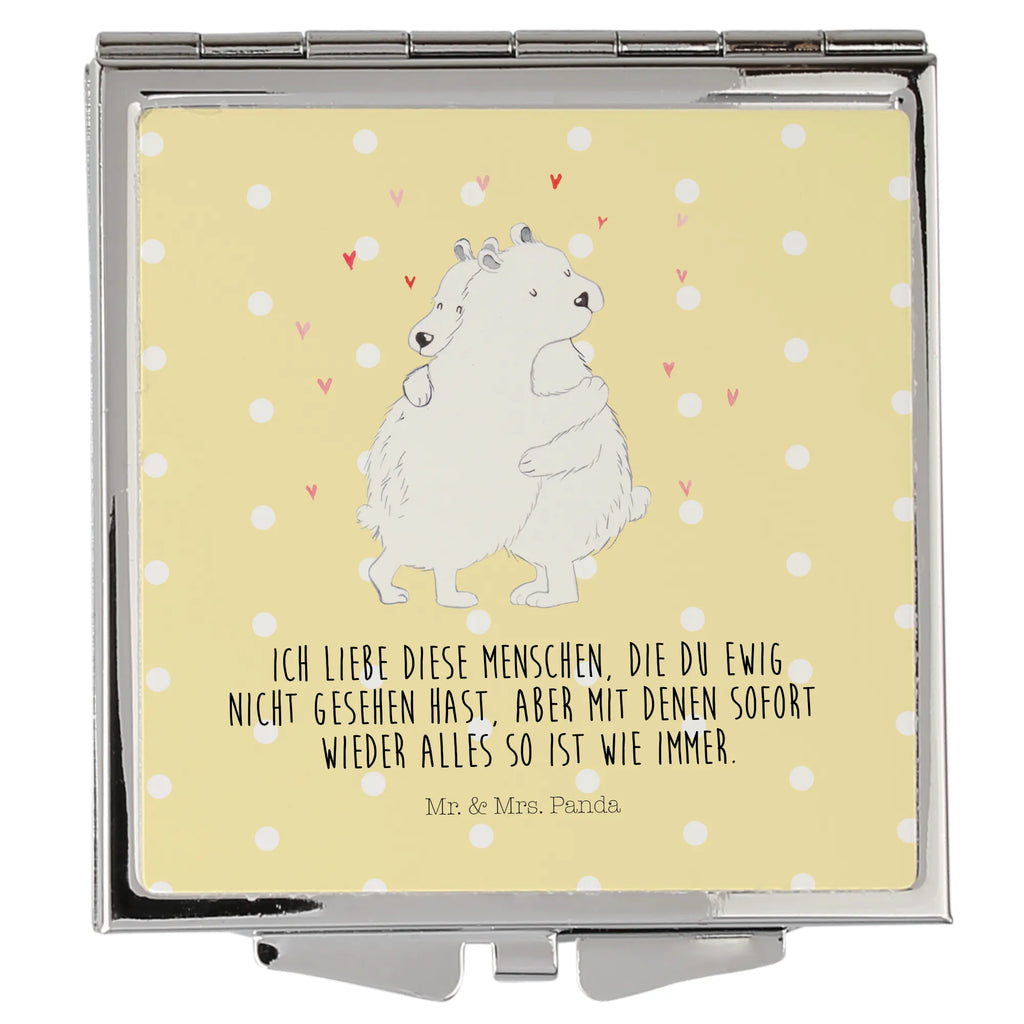 Handbag mirror Icebear Embrace make up, make-up mirror, silver, handbag, mirror, square, small animals, cute, funny, cute animal motives, hand drawn, small world, funny sayings, good mood, happy, gifts, gift ideas, special gifts, animal lover, card