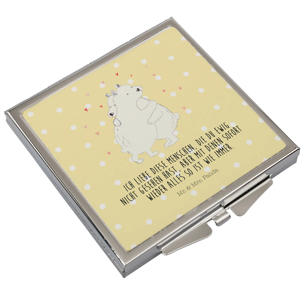 Handbag mirror Icebear Embrace make up, make-up mirror, silver, handbag, mirror, square, small animals, cute, funny, cute animal motives, hand drawn, small world, funny sayings, good mood, happy, gifts, gift ideas, special gifts, animal lover, card