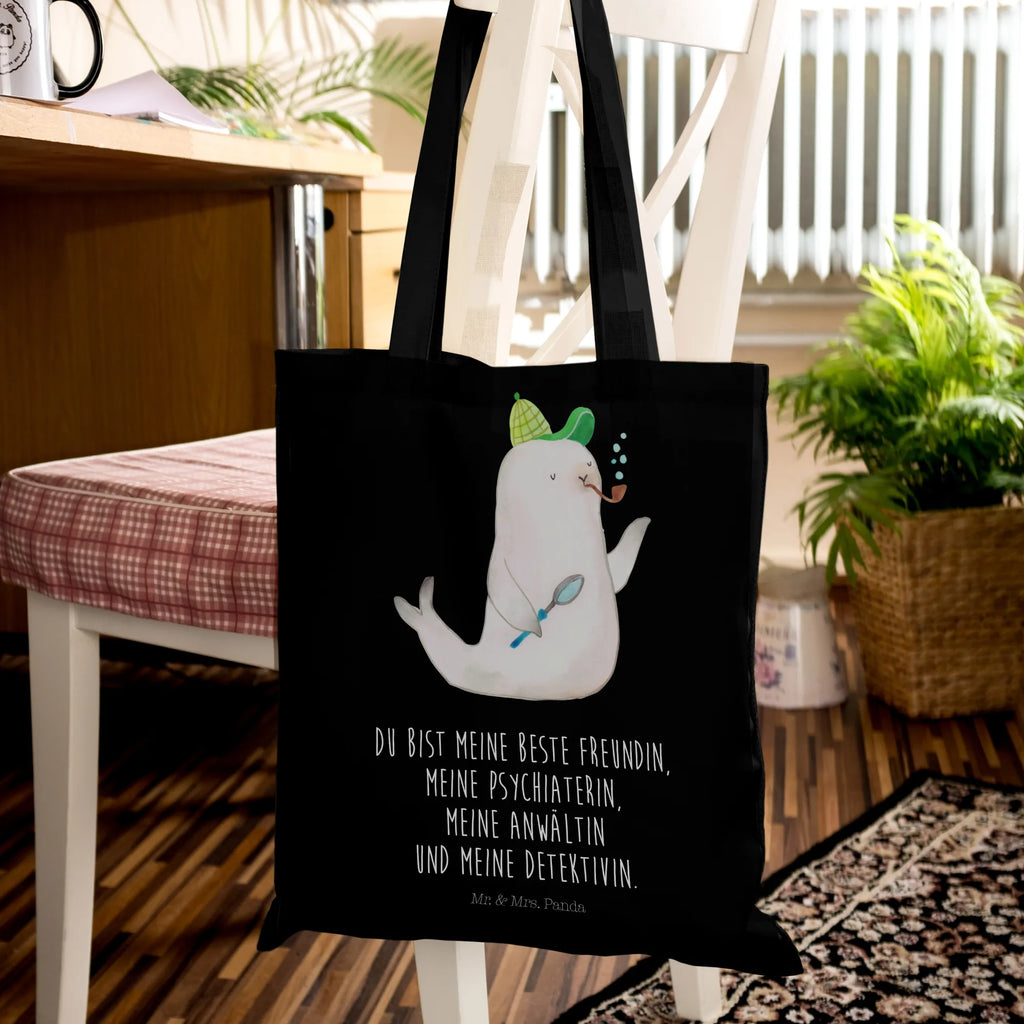Tote bag seal sherlock cloth bag, shoulder bag, shopper, pouch, bag, shopping bag, Carrier bag, cotton bag, jute bag, small animals, cute, funny, cute animal motives, hand drawn, small world, funny sayings, good mood, happy, gifts, gift ideas, special gifts, animal lover, card