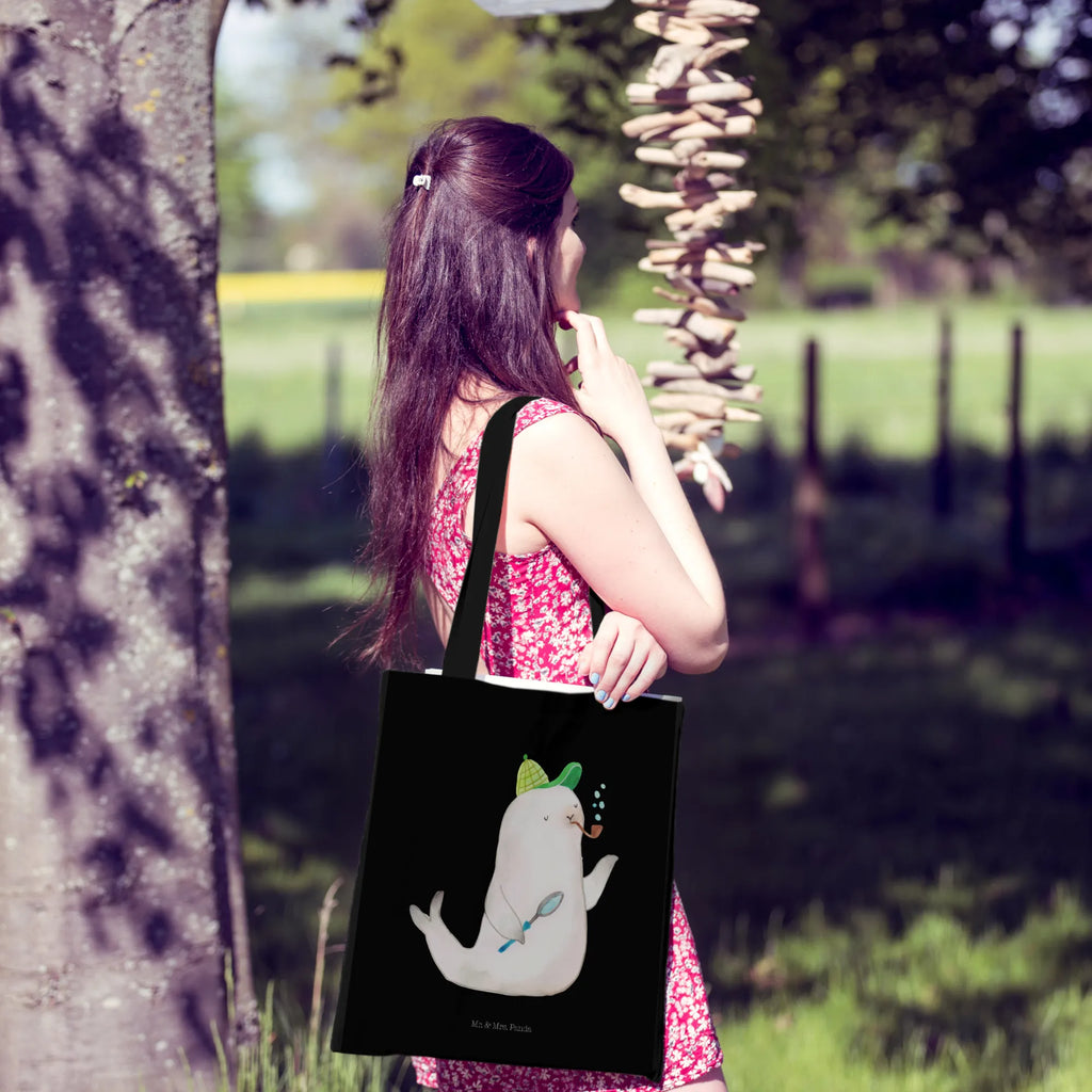 Tote bag seal sherlock cloth bag, shoulder bag, shopper, pouch, bag, shopping bag, Carrier bag, cotton bag, jute bag, small animals, cute, funny, cute animal motives, hand drawn, small world, funny sayings, good mood, happy, gifts, gift ideas, special gifts, animal lover, card