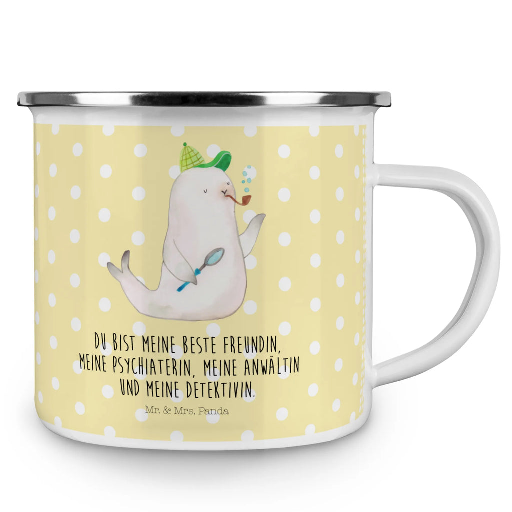 Camping Emaille Tasse Robbe Sherlock Emailletasse, Kaffeebecher, Teebecher, wandertasse, becher emaille, Teetasse, Pott, Tasse, Reisebecher, Campingbecher, Metalltasse, Kaffeetasse, metallbecher, wanderbecher, Becher, reisetasse, emaillebecher, Tasse Emaille, Blechtasse, Campingtasse, Emaille Becher, Trinkbecher, blechbecher, Emaille Tasse, Tiere, Tiermotive, Gute Laune, Lustige Sprüche