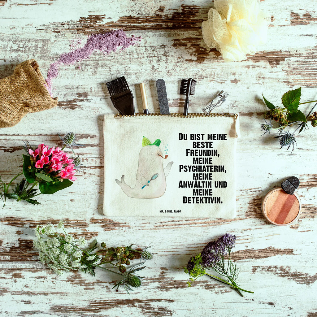 Make-up bag seal sherlock Kosmetikbeutel, pinsel tasche, Kulturbeutel, beauty tasche, aufbewahrungstasche, Waschbeutel, Mäppchen, aufbewahrungsbeutel, utensilientasche, Federmappe, Schminktäschchen, Stiftemäppchen, kosmetiktäschchen, Kulturtasche, Etui, Waschtasche, Schminktasche, Kosmetiktasche, Schlampermäppchen, toiletry bag, pencil case, beauty case, Schminkbeutel, Gute Laune, Tiermotive, Lustige Sprüche, Tiere