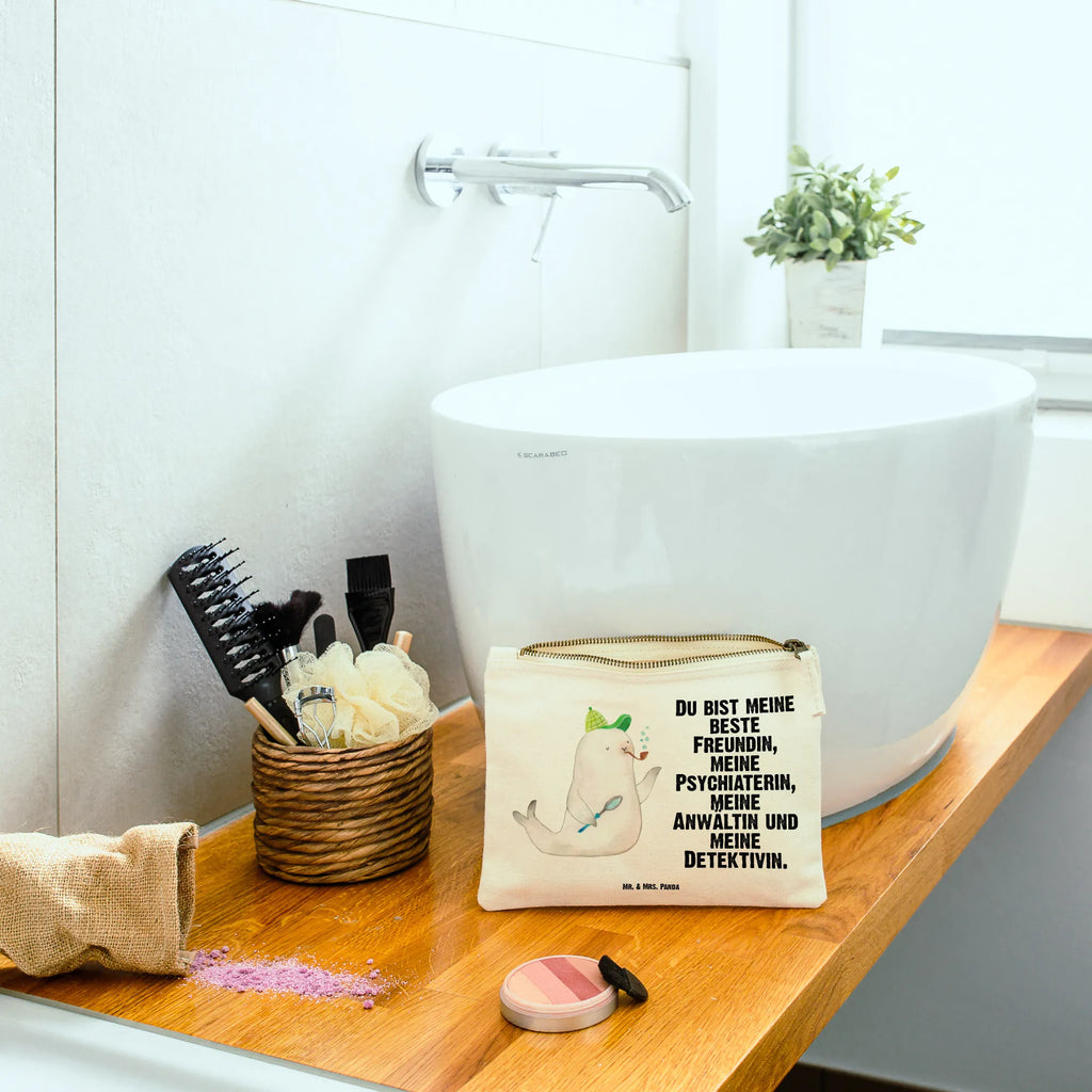 Make-up bag seal sherlock Kosmetikbeutel, pinsel tasche, Kulturbeutel, beauty tasche, aufbewahrungstasche, Waschbeutel, Mäppchen, aufbewahrungsbeutel, utensilientasche, Federmappe, Schminktäschchen, Stiftemäppchen, kosmetiktäschchen, Kulturtasche, Etui, Waschtasche, Schminktasche, Kosmetiktasche, Schlampermäppchen, toiletry bag, pencil case, beauty case, Schminkbeutel, Gute Laune, Tiermotive, Lustige Sprüche, Tiere