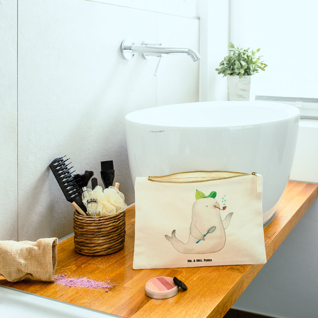 Make-up bag seal sherlock Kosmetikbeutel, pinsel tasche, Kulturbeutel, beauty tasche, aufbewahrungstasche, Waschbeutel, Mäppchen, aufbewahrungsbeutel, utensilientasche, Federmappe, Schminktäschchen, Stiftemäppchen, kosmetiktäschchen, Kulturtasche, Etui, Waschtasche, Schminktasche, Kosmetiktasche, Schlampermäppchen, toiletry bag, pencil case, beauty case, Schminkbeutel, Gute Laune, Tiermotive, Lustige Sprüche, Tiere