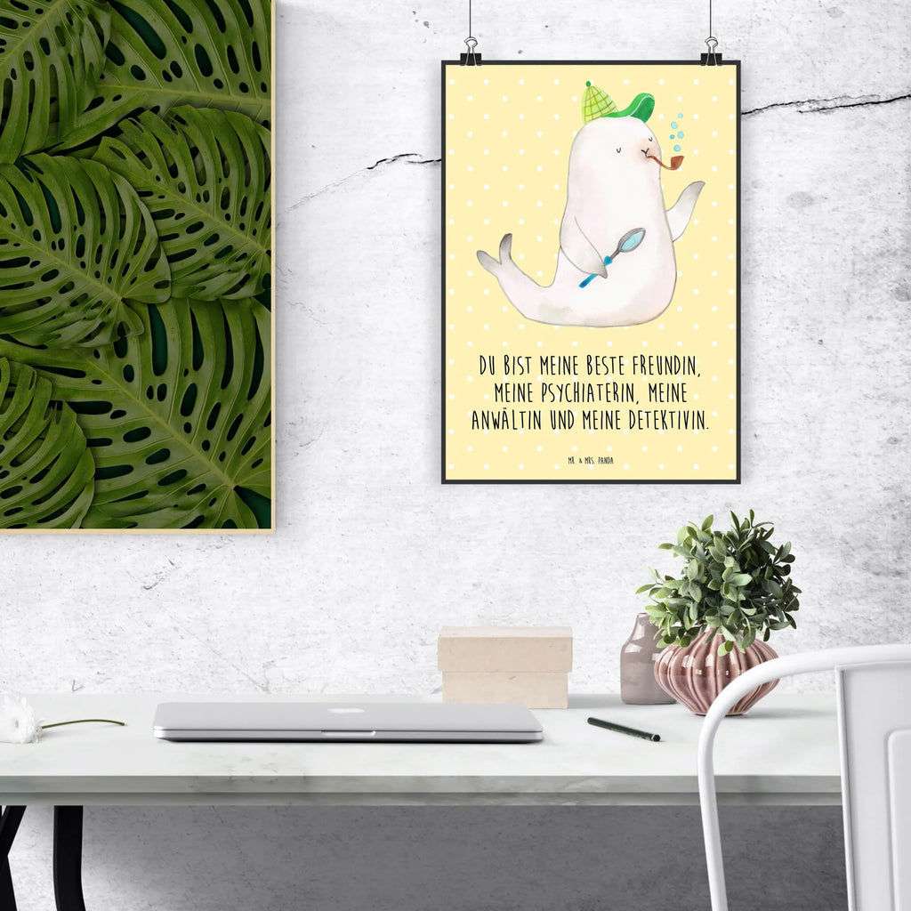 Poster Robbe Sherlock Wanddeko Bild, Wandposter, Wandschmuck, Bild, Wandbild, Mr. & Mrs. Panda Poster, wanddruck, kunstposter, wandkunst, Plakat, Wanddekoration, Deko Bild, Bild für Wand, Poster, Designposter, Kunstdruck, Posterdruck, drucke, grafikposter, wanddeko, kunst für die wand, kunstdruck poster, Gute Laune, Tiermotive, Tiere, Lustige Sprüche