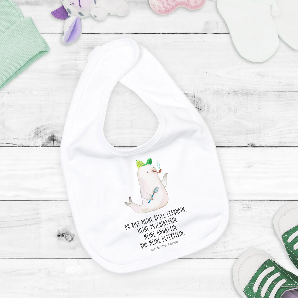 Bib seal sherlock spit cloth, baby shower, drool bib, baby party, baby bib, toddler, small animals, cute, funny, cute animal motives, hand drawn, small world, funny sayings, good mood, happy, gifts, gift ideas, special gifts, animal lover, card