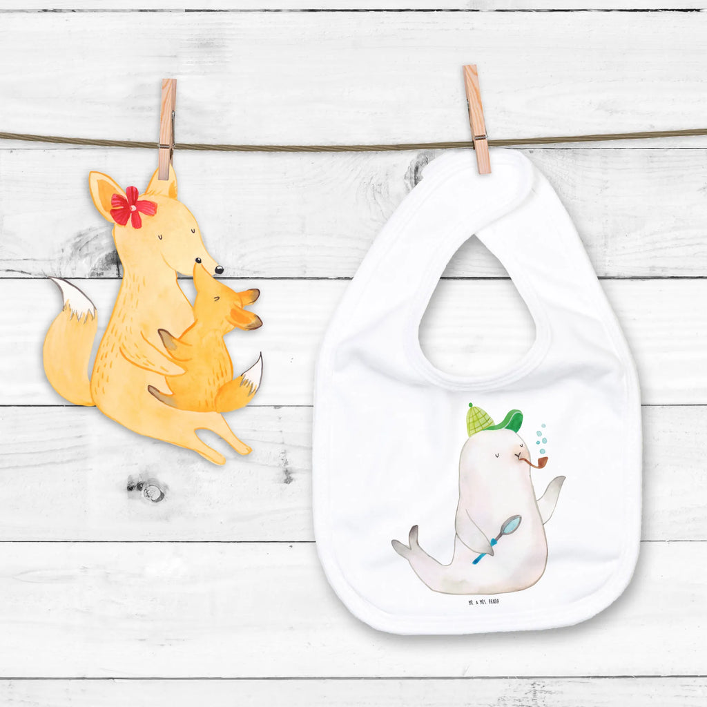 Bib seal sherlock spit cloth, baby shower, drool bib, baby party, baby bib, toddler, small animals, cute, funny, cute animal motives, hand drawn, small world, funny sayings, good mood, happy, gifts, gift ideas, special gifts, animal lover, card