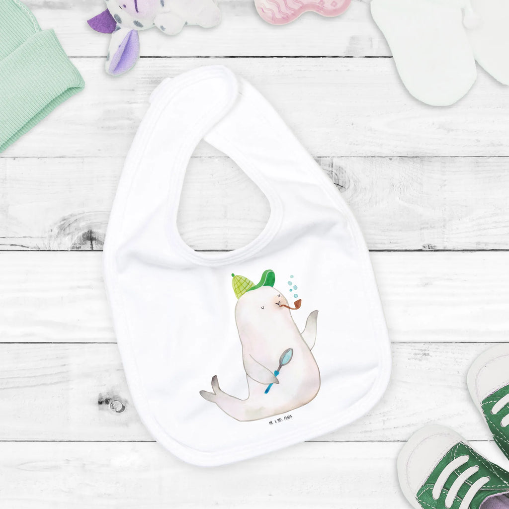 Bib seal sherlock spit cloth, baby shower, drool bib, baby party, baby bib, toddler, small animals, cute, funny, cute animal motives, hand drawn, small world, funny sayings, good mood, happy, gifts, gift ideas, special gifts, animal lover, card