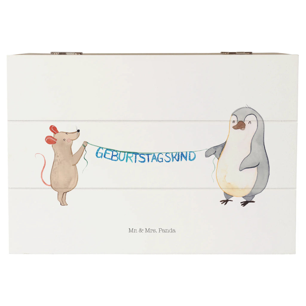 Holzkiste Maus Pinguin Geburtstag Erinnerungsbox, Schatulle, XXL, Kiste, Geschenkbox, Dekokiste, Holzkiste, Schatzkiste, Aufbewahrungsbox, Truhe, Erinnerungskiste, Geschenkdose, Geburtstag, Geburtstagsgeschenk, Geschenk, Geburtstage, Maus, Pinguin, Happy Birthday, Geburtstagsfeier